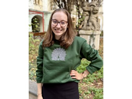 Peacock Embroidered Sweatshirt Bottle Green