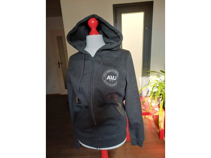 Embroidered Zip-up Hoodie in Dark Grey