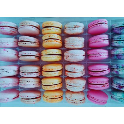 MACARONS BARNA 36 db/csomag csokoládé variáció (viš-čok. ml.čok., lies.nut., pom.s čok.,jah.čok.,rum.čok)