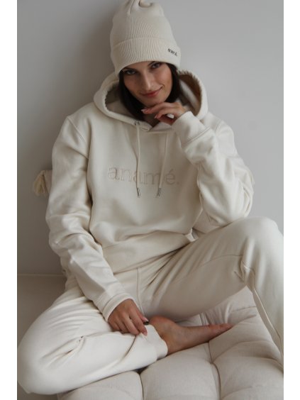 Tepláková souprava s kapucí / Off white.