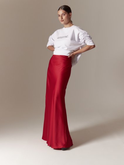 THE SATIN SKIRT MIA CHERRY RED