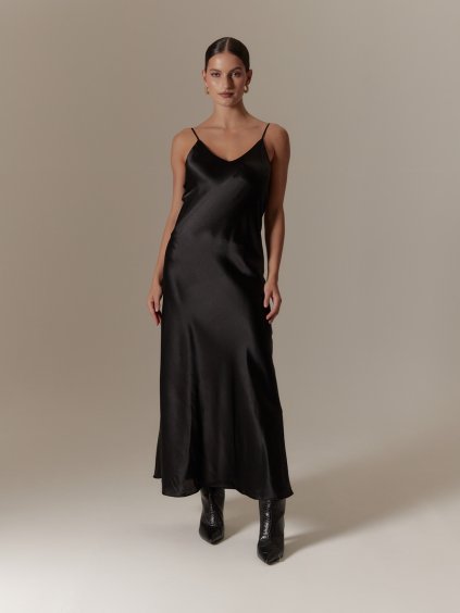 100% silk dress Amelie long / Black.