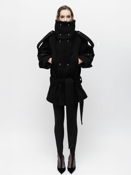 THE NOIR STRUCTURED COAT – 100% CASHMERE.