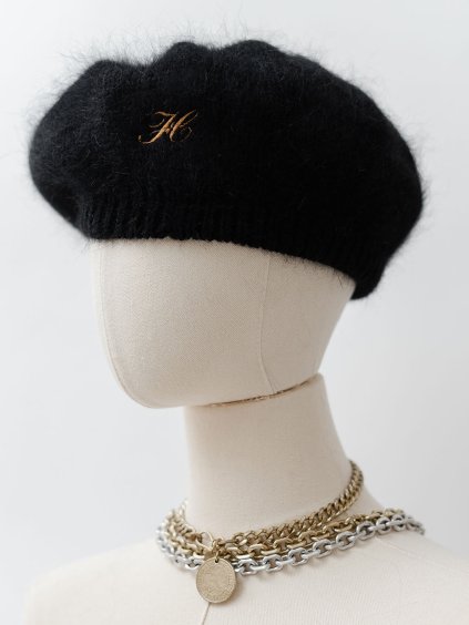 THE ANGORA BLACK BERET MONOGRAM