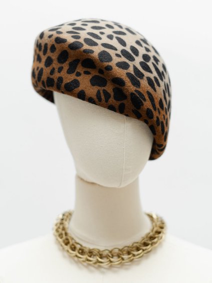 WOOL LEOPARD HAT BERET MONOGRAM