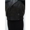 THE BLACK LEATHER BOMBER WITH MONGOLIAN LAMB COLLAR