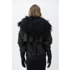 THE BLACK LEATHER BOMBER WITH MONGOLIAN LAMB COLLAR