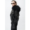 THE BLACK LEATHER BOMBER WITH MONGOLIAN LAMB COLLAR