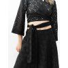BLACK LACE WRAP TOP