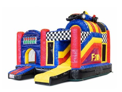 Skákací hrad Formule - atrakce se skluzavkou