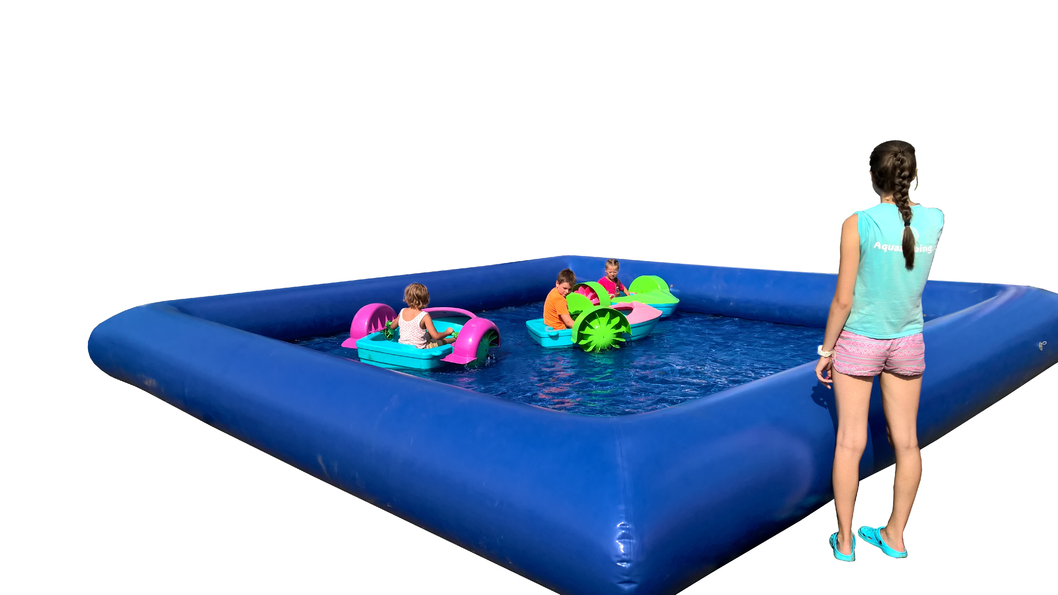 Nafukovací bazén obdélník 8x6m | Pro lodičky, válce na vodní koule Aquazorbing | Různé velikosti Barva: Tmavě modrá