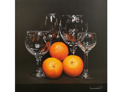 Ručne maľovaný obraz Poháre s mandarinkami