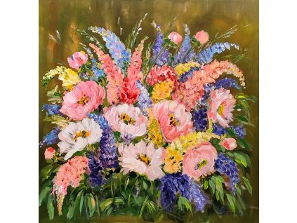 Ručne maľovaný obraz kvety