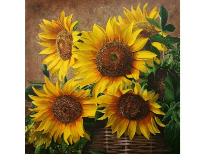 Sunflowers in basket