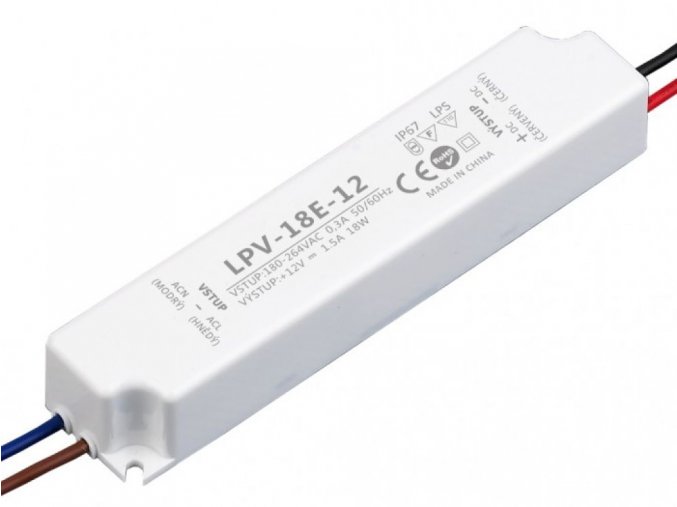 LED zdroj 12V 18W IP67 - LPV-18E-12