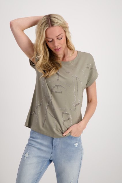 Shirt mit Strass Buchstaben Khaki monari 15021