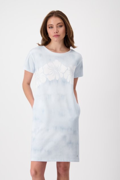 Kleid mit Hawaii Blumen Print Hellblau monari 79517