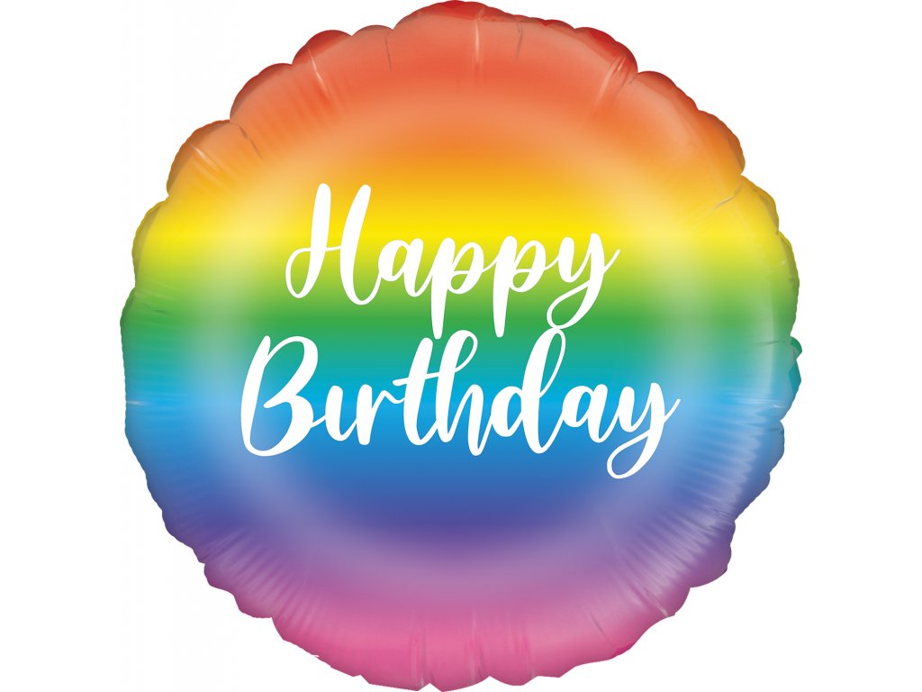 Rainbow Script Birthday Oaktree Foil balloons