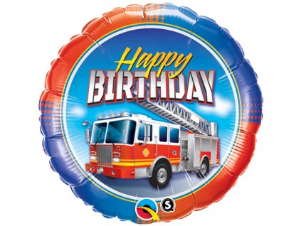 Fóliový balónek Fire Truck Happy Birthday