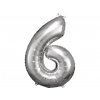 67 foliovy balon cislo 6 strbrny