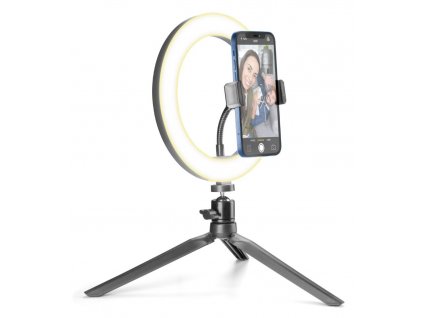 Tripod Cellularline Selfie Ring s LED osvětlením pro selfie fotky a videa, černý