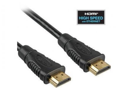 KABEL HDMI A - HDMI A M/M High Speed + Ethernet kabel, zlacené konektory, 1m