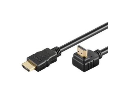 KABEL HDMI A - HDMI A PremiumCord HDMI High Speed+Ethernet kabel, zlacený zahnutý konektor 90° 1m