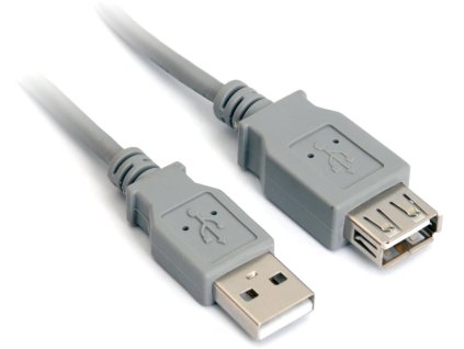 USB 2.0 kabel prodlužovací, A-A, 0,5m šedý