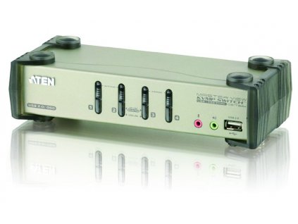 Aten 4-port KVMP USB+PS/2, usb hub, audio, OSD, 1.2m kabely
