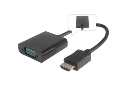 Převodník HDMI na VGA se zvukem 3,5mm stereo jack - černý