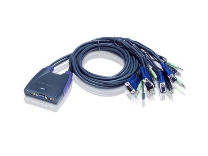 ATEN 4-port KVM USB mini, audio, 1.8m kabely