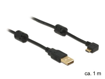 Delock kabel USB 2.0 A samec > microUSB samec, pravoúhlý 270°, 1m
