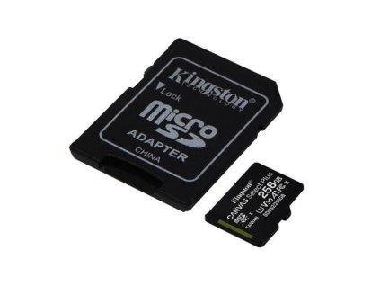 KINGSTON microSDXC 256GB Canvas Select Plus A1 C10 Card (čtení 100 MB/s, zápis 85MB/s) + SD adaptér