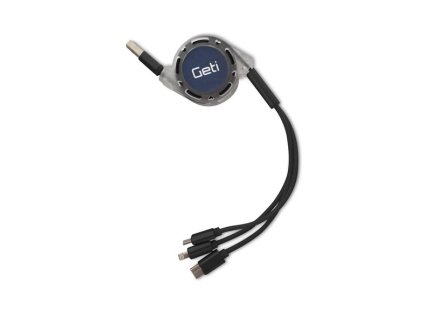 Kabel Geti GCU 01 USB 3v1 černý samonavíjecí