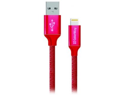 ColorWay USB 2.0 - Lightning kabel 1m 2.1A, červená