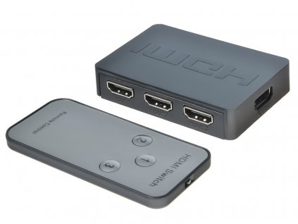 HDMI switch 3:1 plastový s dálkovým ovladačem