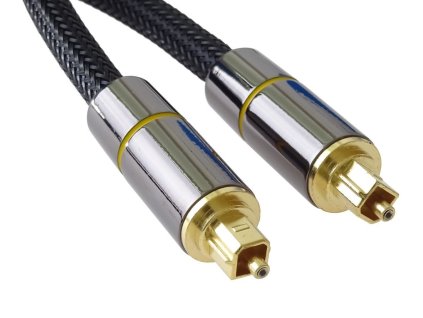 Optický audio kabel Toslink, OD:7mm, Gold-metal design + Nylon 3m