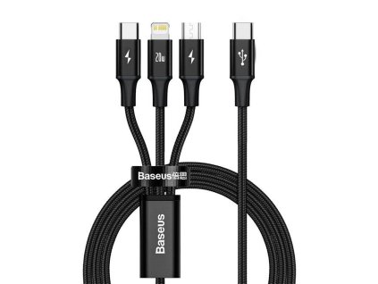 Baseus Rapid Series nabíjecí/datový kabel 3v1 USB-C/ (microUSB + Lightning  PD 20W + USB-C) 1.5m černá
