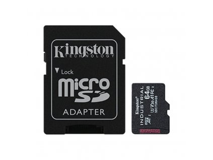 Kingston microSDXC 64GB Industrial + SD adaptér
