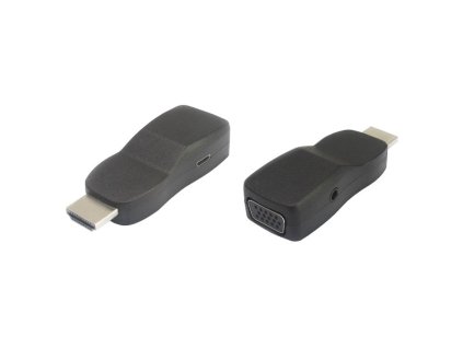 Převodník HDMI na VGA miniaturní provedení se zvukem a napájecím konektorem - černý