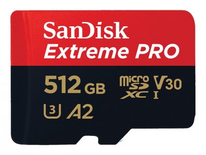 SanDisk Extreme PRO microSDXC 512GB 200MB/s A2 Class 10 V30 UHS-I U3, adapter