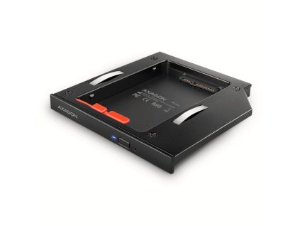 AXAGON RSS-CD12 rámeček pro 2.5" SSD/HDD do DVD slotu, 12.7 mm, LED, hliník