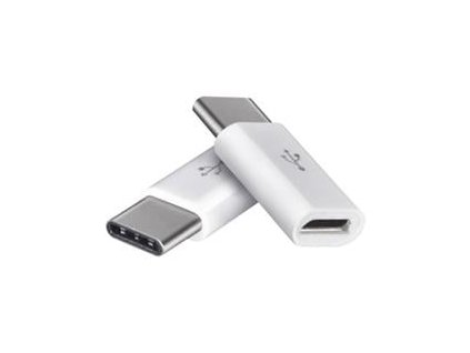 Adaptér microUSB-B 2.0 / USB-C 2.0, bílý, 2 ks