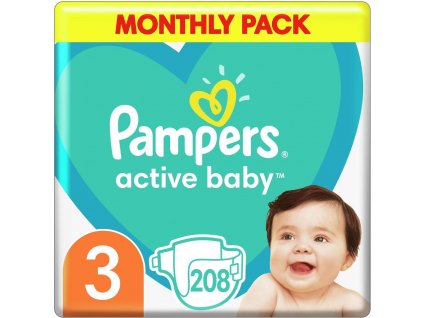 Pampers Active Baby Plenky Velikost 3, 6 kg-10 kg, 208 ks