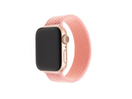 Elastický nylonový řemínek FIXED Nylon Strap pro Apple Watch 42/44/45mm, velikost S, růžový