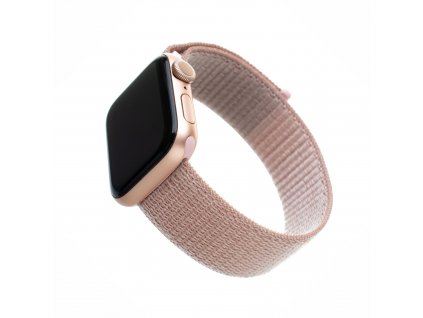 Nylonový řemínek FIXED Nylon Strap pro Apple Watch 42/44/45mm, růžově zlatý