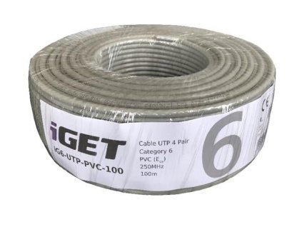 iGET Síťový kabel CAT6 UTP PVC Eca 100m/role (84005021)