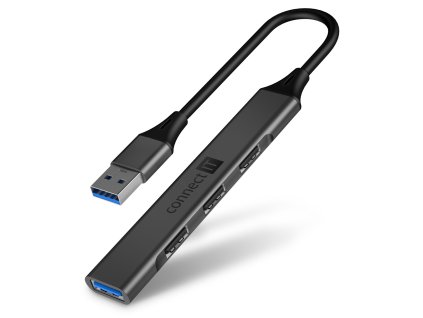 Connect IT USB-A hub, (1xUSB-A 3.0, 3xUSB-A 2.0), externí, antracitový