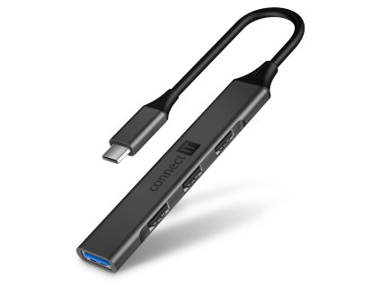 Connect IT USB-C hub, (1xUSB-A 3.0, 3xUSB-A 2.0), externí, antracitový