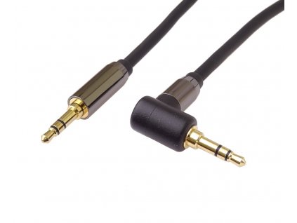 HQ stíněný kabel stereo Jack 3.5mm - Jack 3.5mm zahnutý 90° 3m